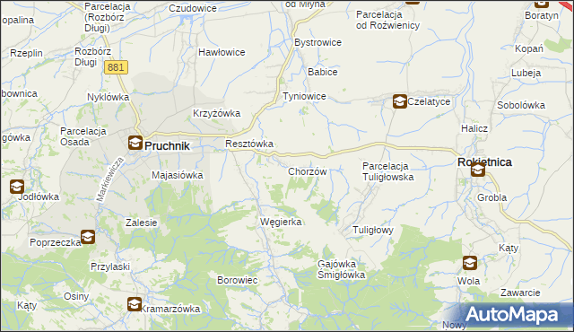 mapa Chorzów gmina Roźwienica, Chorzów gmina Roźwienica na mapie Targeo