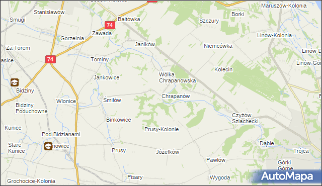 mapa Chrapanów, Chrapanów na mapie Targeo