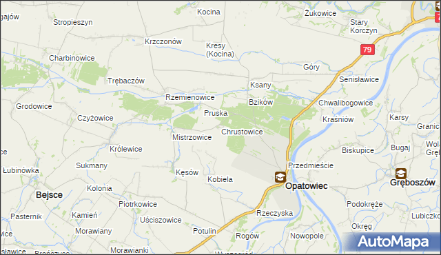 mapa Chrustowice, Chrustowice na mapie Targeo