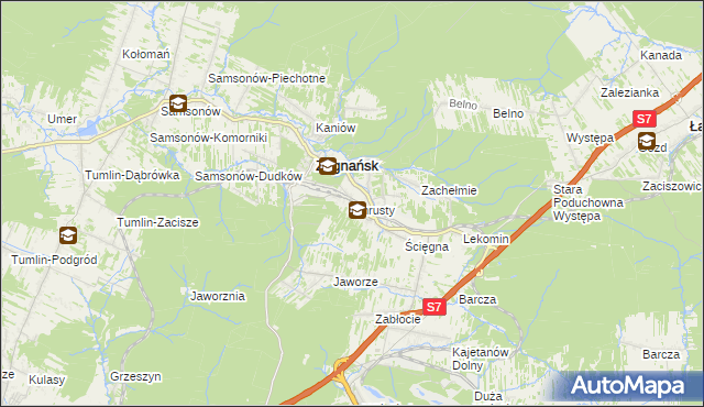 mapa Chrusty gmina Zagnańsk, Chrusty gmina Zagnańsk na mapie Targeo