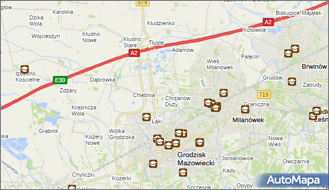 mapa Chrzanów Duży, Chrzanów Duży na mapie Targeo