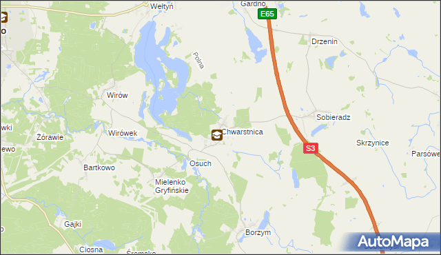 mapa Chwarstnica, Chwarstnica na mapie Targeo