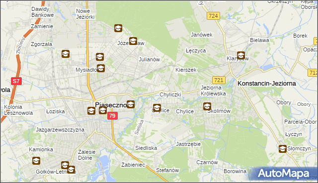 mapa Chyliczki gmina Piaseczno, Chyliczki gmina Piaseczno na mapie Targeo