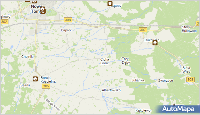 mapa Cicha Góra, Cicha Góra na mapie Targeo