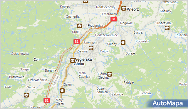 mapa Cięcina, Cięcina na mapie Targeo