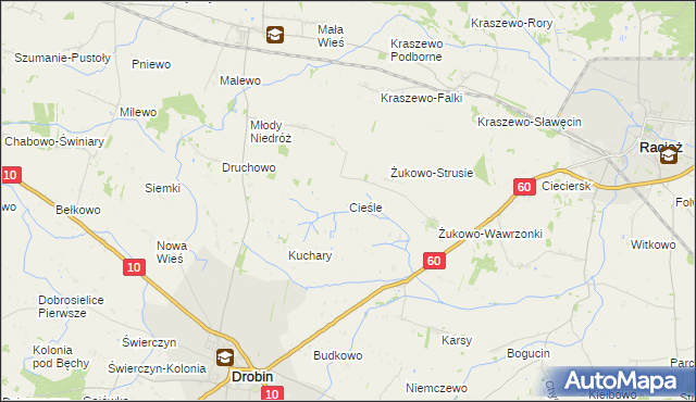 mapa Cieśle gmina Drobin, Cieśle gmina Drobin na mapie Targeo