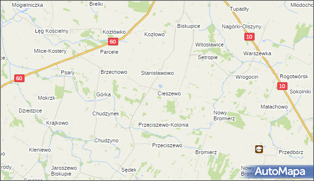 mapa Cieszewo, Cieszewo na mapie Targeo