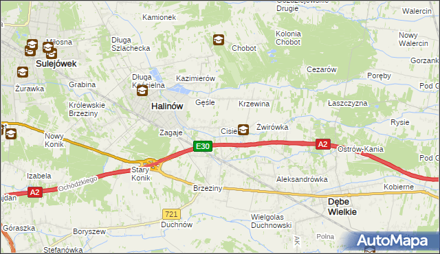 mapa Cisie gmina Halinów, Cisie gmina Halinów na mapie Targeo