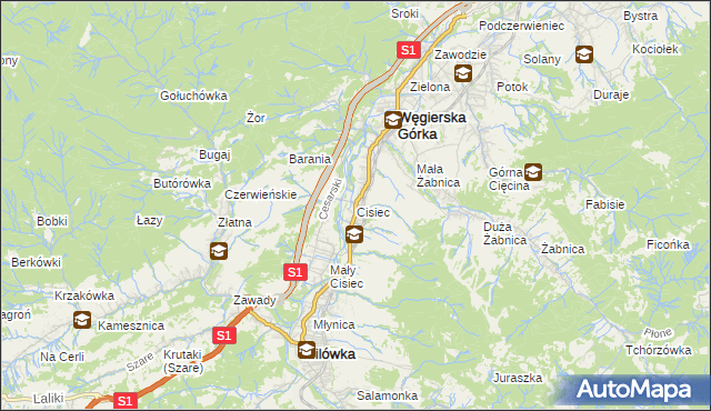 mapa Cisiec, Cisiec na mapie Targeo