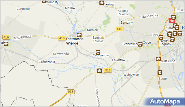 mapa Cyprzanów, Cyprzanów na mapie Targeo