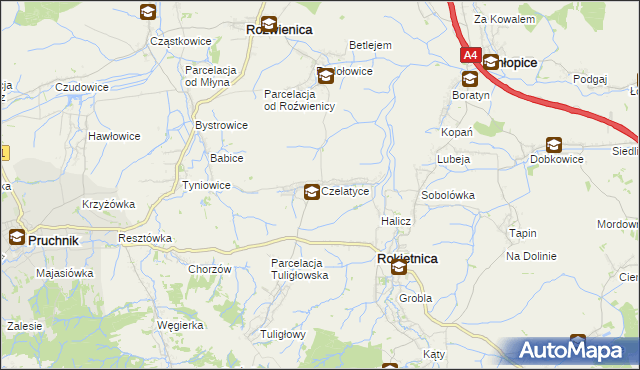 mapa Czelatyce, Czelatyce na mapie Targeo