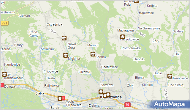 mapa Czerna gmina Krzeszowice, Czerna gmina Krzeszowice na mapie Targeo