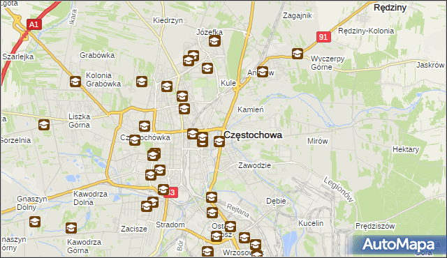 mapa Częstochowy, Częstochowa na mapie Targeo