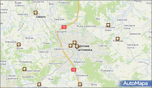 mapa Dąbrowa Tarnowska, Dąbrowa Tarnowska na mapie Targeo