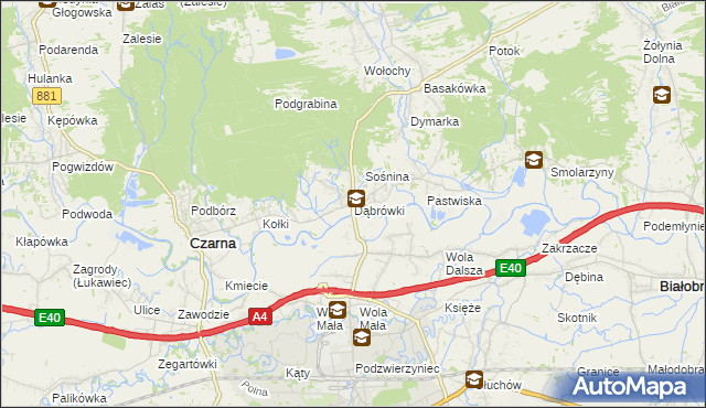 mapa Dąbrówki gmina Czarna, Dąbrówki gmina Czarna na mapie Targeo