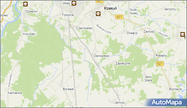 mapa Daniszewo gmina Rzekuń, Daniszewo gmina Rzekuń na mapie Targeo