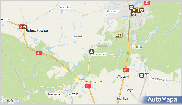 mapa Dargomyśl gmina Dębno, Dargomyśl gmina Dębno na mapie Targeo