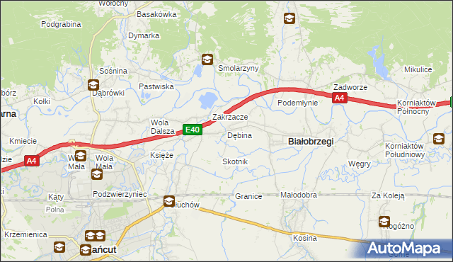 mapa Dębina gmina Białobrzegi, Dębina gmina Białobrzegi na mapie Targeo