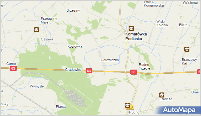 mapa Derewiczna, Derewiczna na mapie Targeo
