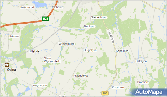 mapa Długołęka gmina Nowogard, Długołęka gmina Nowogard na mapie Targeo
