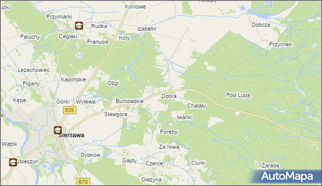 mapa Dobra gmina Sieniawa, Dobra gmina Sieniawa na mapie Targeo