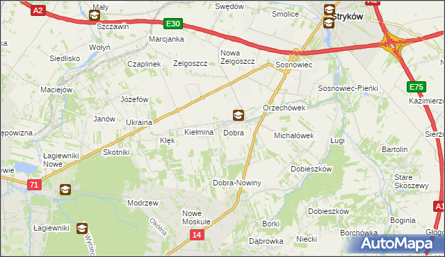 mapa Dobra gmina Stryków, Dobra gmina Stryków na mapie Targeo