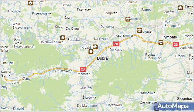 mapa Dobra powiat limanowski, Dobra powiat limanowski na mapie Targeo