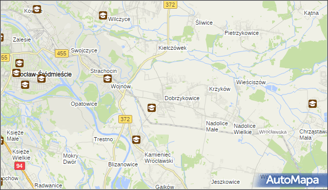 mapa Dobrzykowice, Dobrzykowice na mapie Targeo