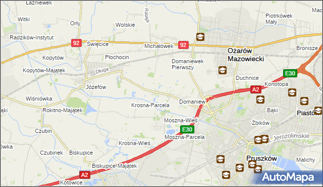 mapa Domaniewek gmina Brwinów, Domaniewek gmina Brwinów na mapie Targeo