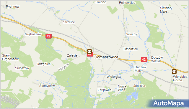 mapa Domaszowice powiat namysłowski, Domaszowice powiat namysłowski na mapie Targeo