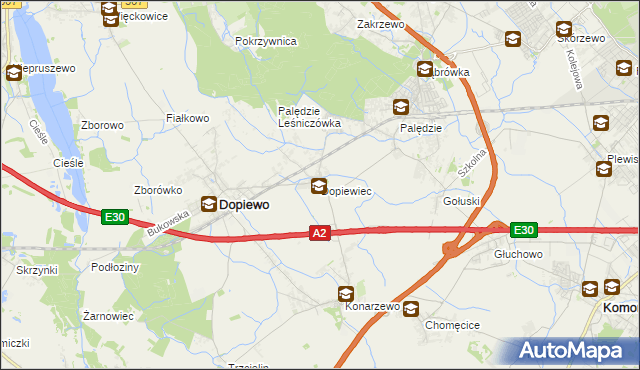 mapa Dopiewiec, Dopiewiec na mapie Targeo