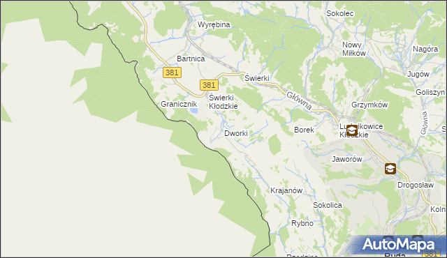 mapa Dworki gmina Nowa Ruda, Dworki gmina Nowa Ruda na mapie Targeo