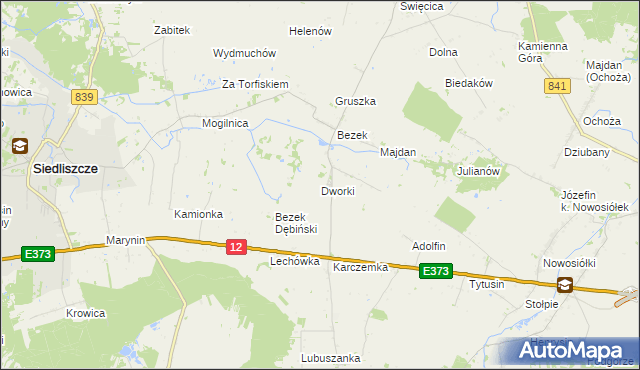 mapa Dworki gmina Siedliszcze, Dworki gmina Siedliszcze na mapie Targeo