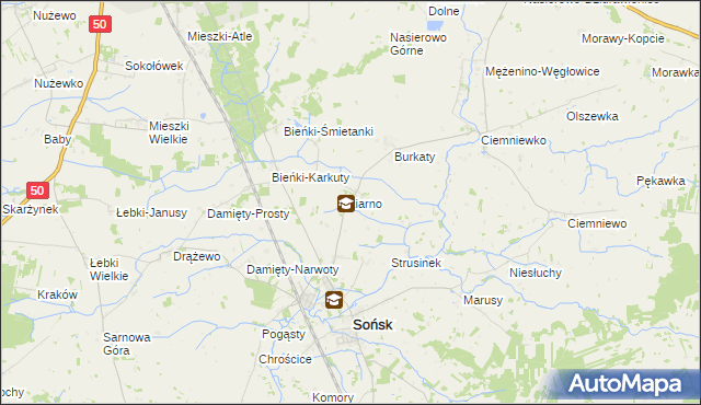 mapa Dziarno gmina Sońsk, Dziarno gmina Sońsk na mapie Targeo