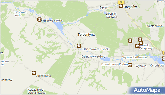 mapa Dzierzkowice-Rynek, Dzierzkowice-Rynek na mapie Targeo