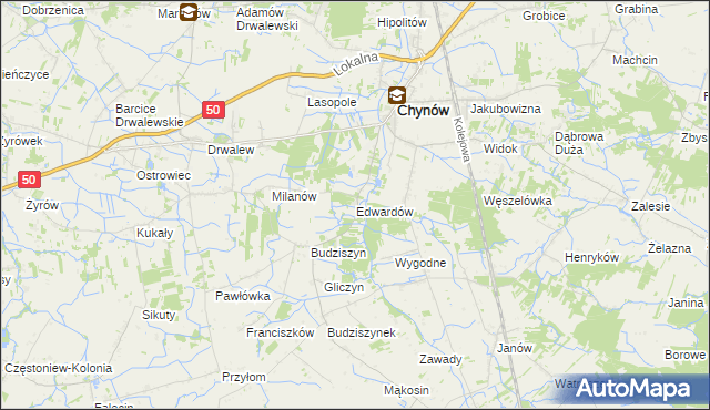 mapa Edwardów gmina Chynów, Edwardów gmina Chynów na mapie Targeo