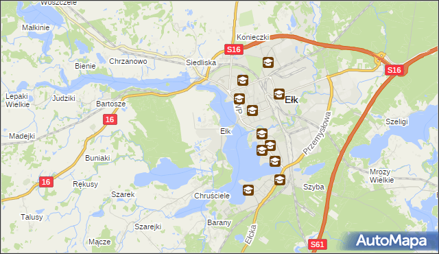 mapa Ełk powiat ełcki, Ełk powiat ełcki na mapie Targeo