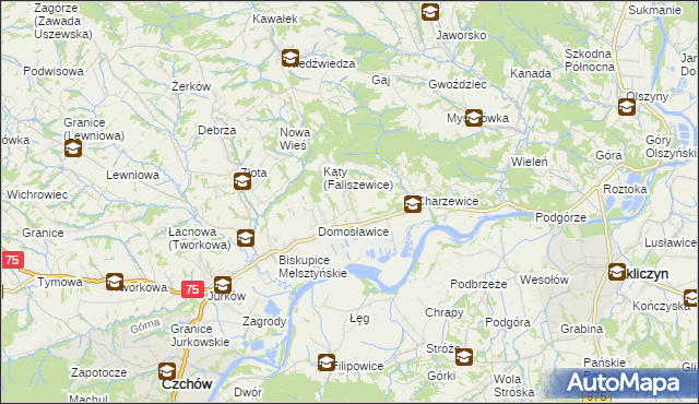 mapa Faliszewice, Faliszewice na mapie Targeo