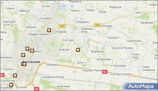 mapa Feliksów gmina Sochaczew, Feliksów gmina Sochaczew na mapie Targeo