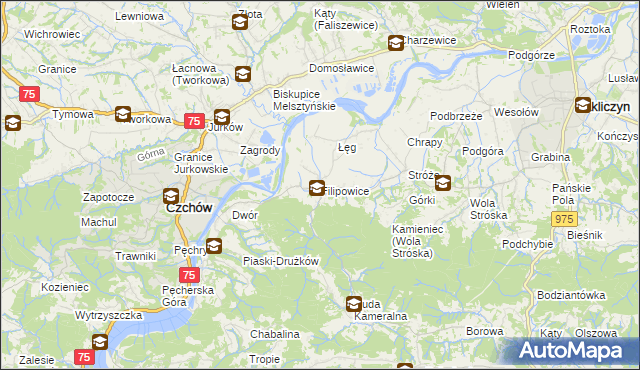 mapa Filipowice gmina Zakliczyn, Filipowice gmina Zakliczyn na mapie Targeo