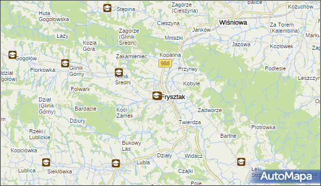 mapa Frysztak, Frysztak na mapie Targeo