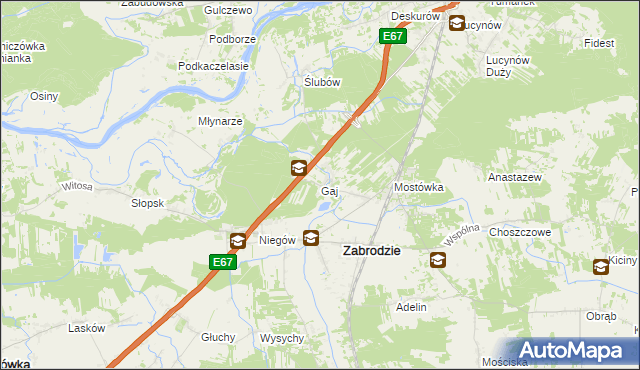 mapa Gaj gmina Zabrodzie, Gaj gmina Zabrodzie na mapie Targeo