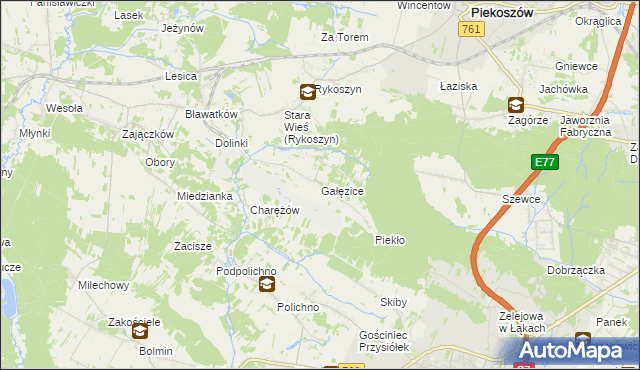 mapa Gałęzice, Gałęzice na mapie Targeo