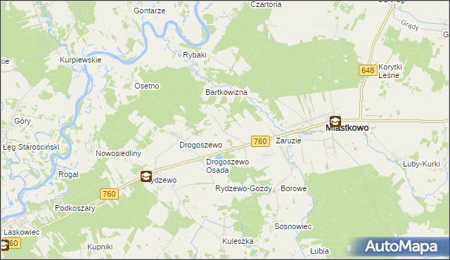 mapa Gałkówka gmina Miastkowo, Gałkówka gmina Miastkowo na mapie Targeo