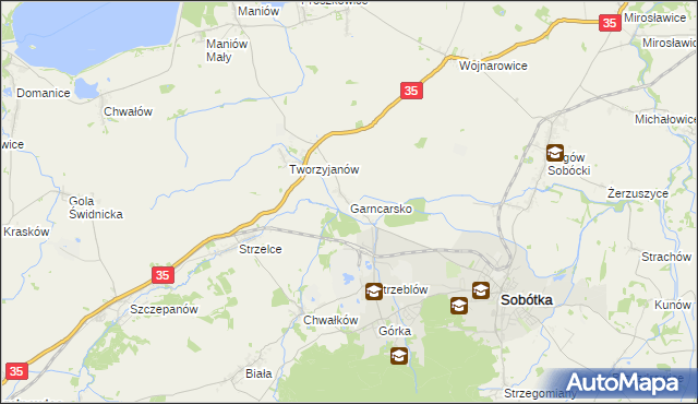 mapa Garncarsko gmina Sobótka, Garncarsko gmina Sobótka na mapie Targeo