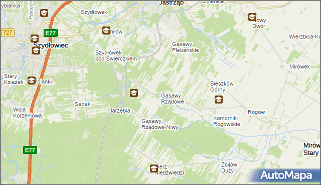 mapa Gąsawy Rządowe, Gąsawy Rządowe na mapie Targeo