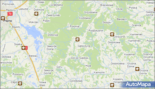 mapa Gębiczyna, Gębiczyna na mapie Targeo