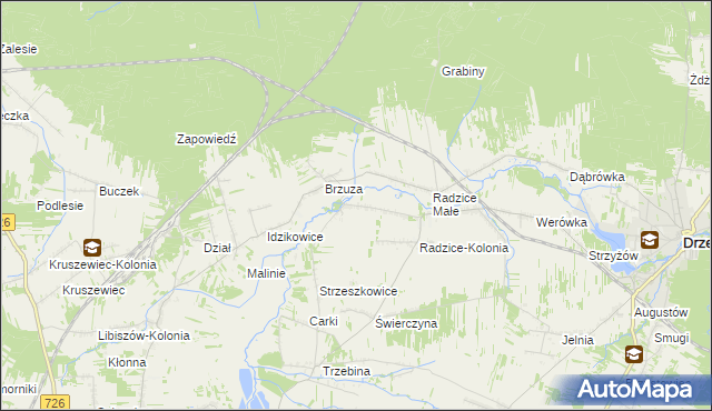 mapa Giełzów gmina Drzewica, Giełzów gmina Drzewica na mapie Targeo