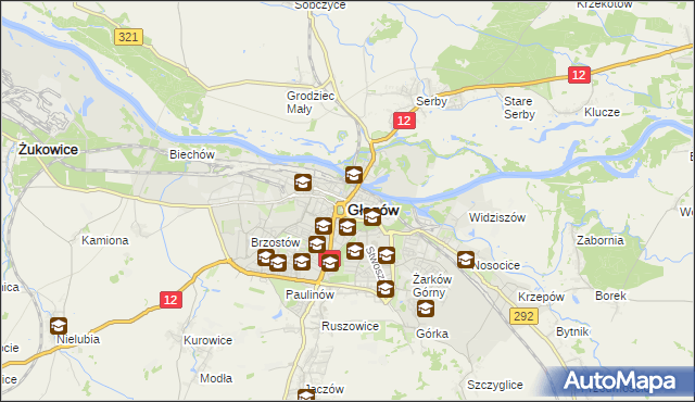 mapa Głogów, Głogów na mapie Targeo