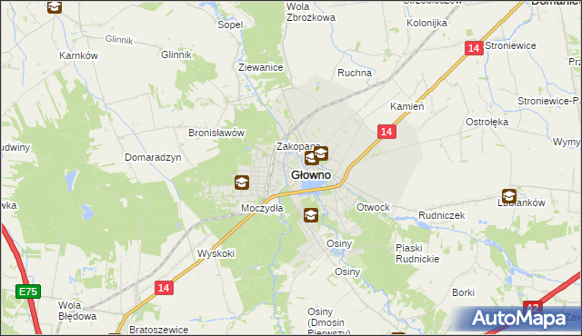 mapa Głowno, Głowno na mapie Targeo